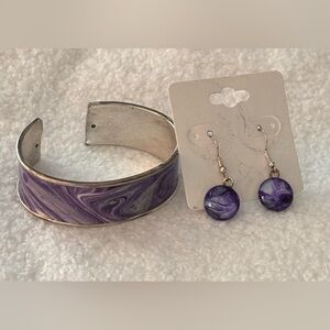 Purple Swirl Bracelet and Earring Set-NWOT